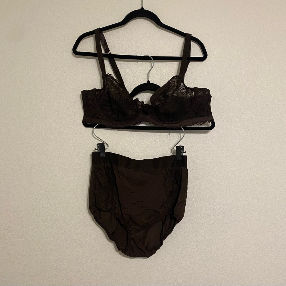 NWOT Savage X Fenty Brown Structured Lace Lingerie Set 40D/2X